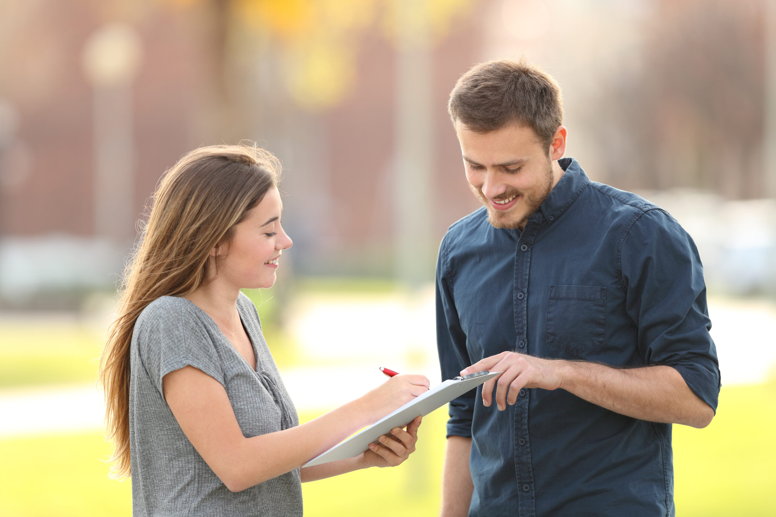 A sales professional conducting a survey after a direct outreach with a customer