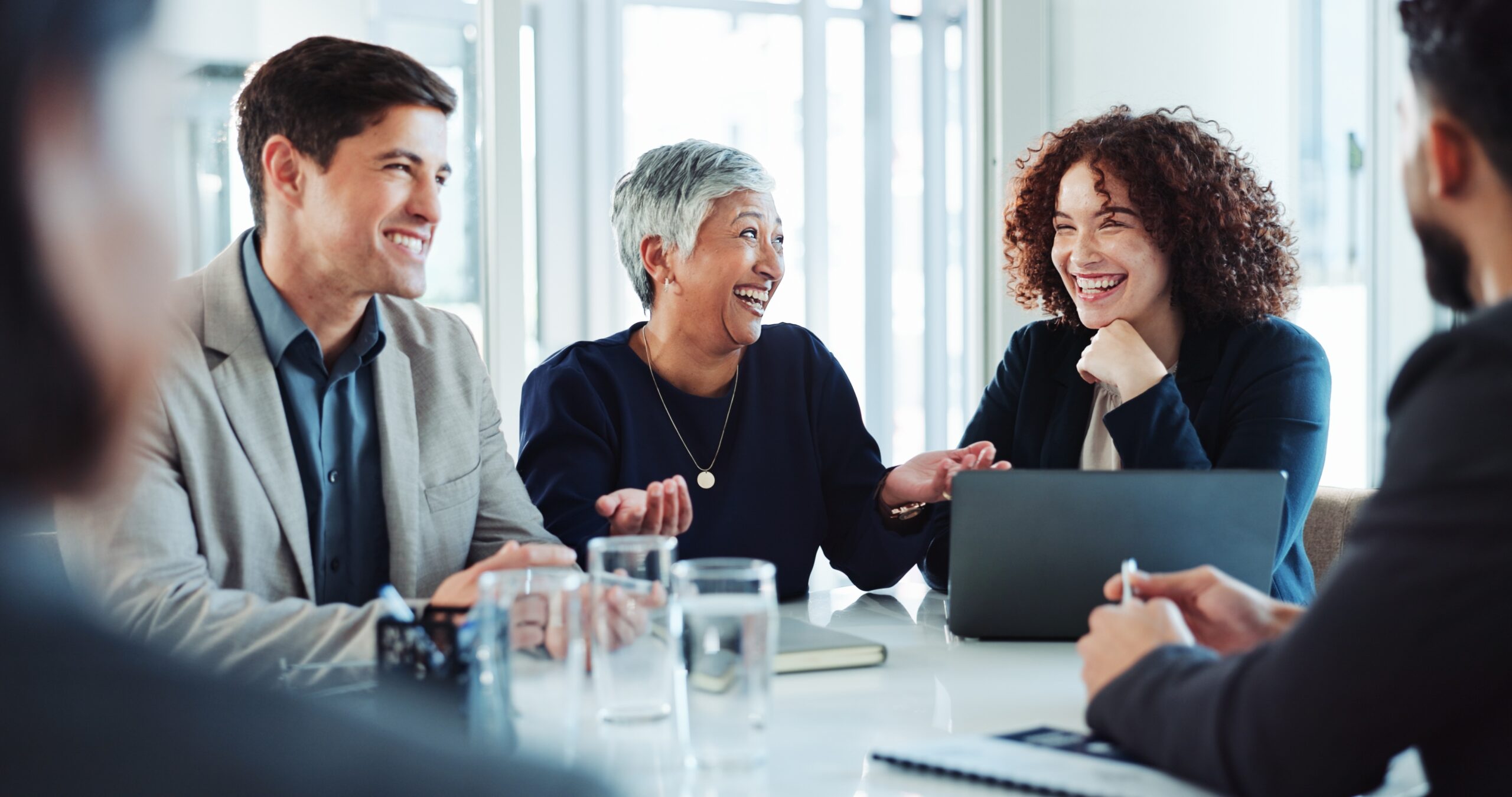 Knowledgeable sales representatives talking about their products.