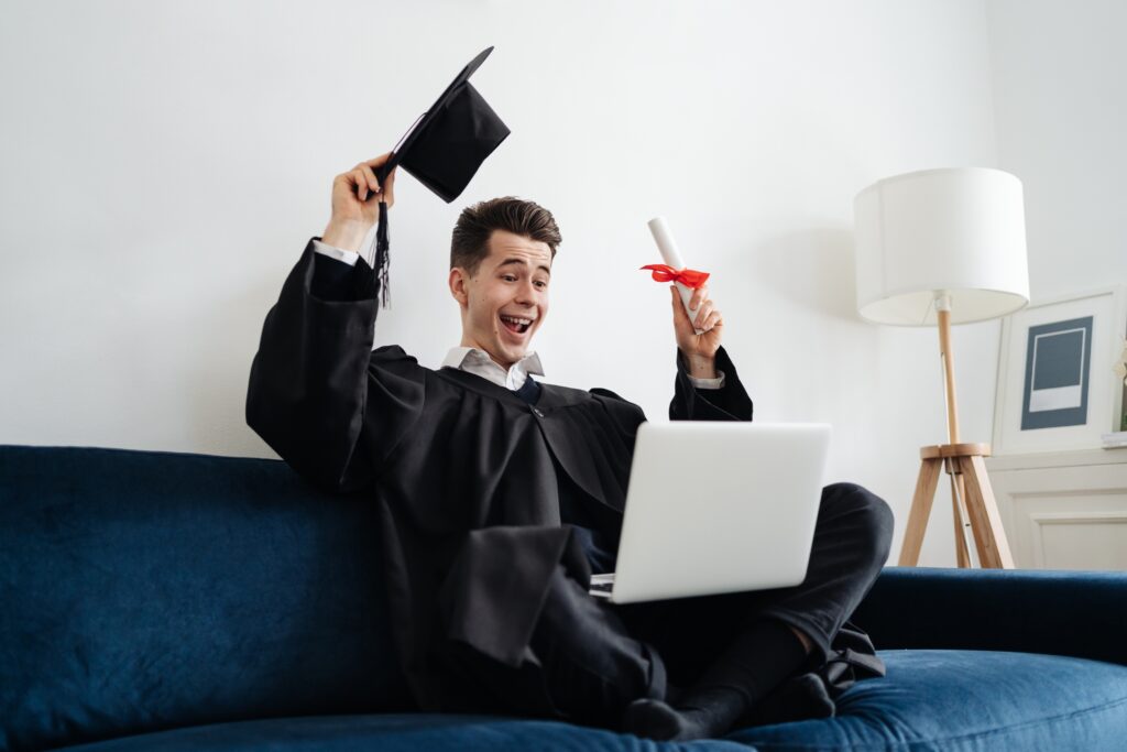 A new grad hired for a marketing job.